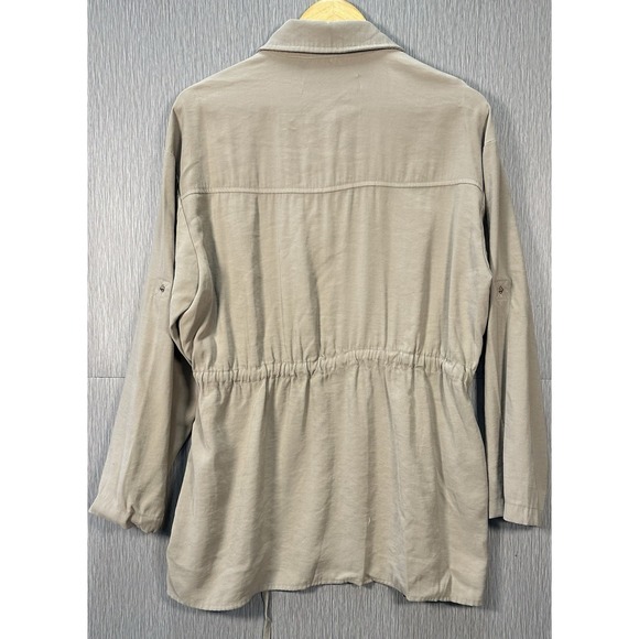 ZARA Women Sand Beige Taupe Adjustable Waist/Sleeves Jacket Loose Size Small - Picture 3 of 8
